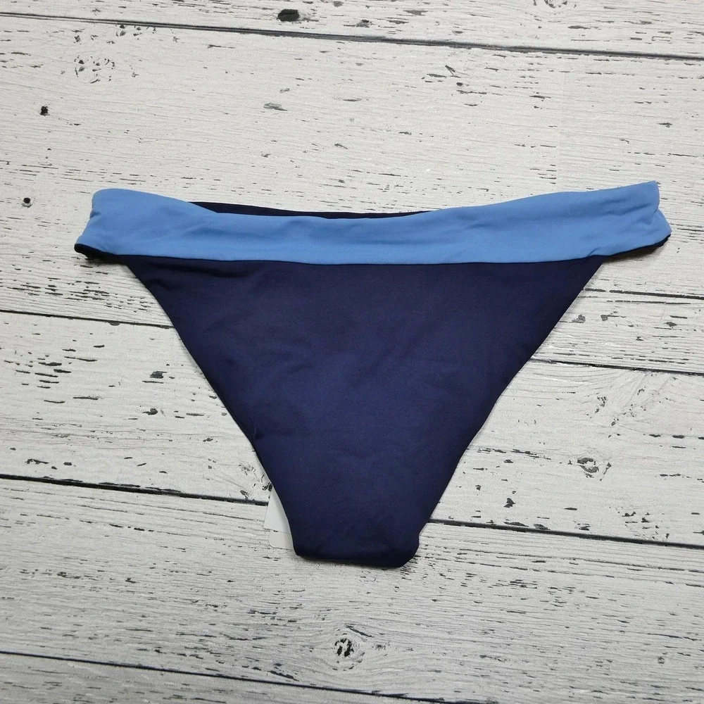 L Space Bikini Bottom Womens‎ Large Blue Ocean Veronica Blocked Classic Swim USA